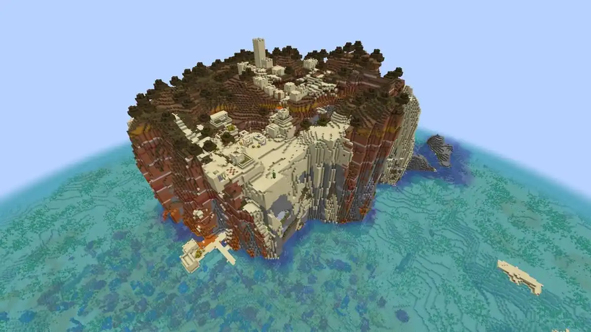 Île et village de survie dans Minecraft