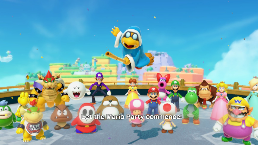 Personnages de Mario Party en fête.