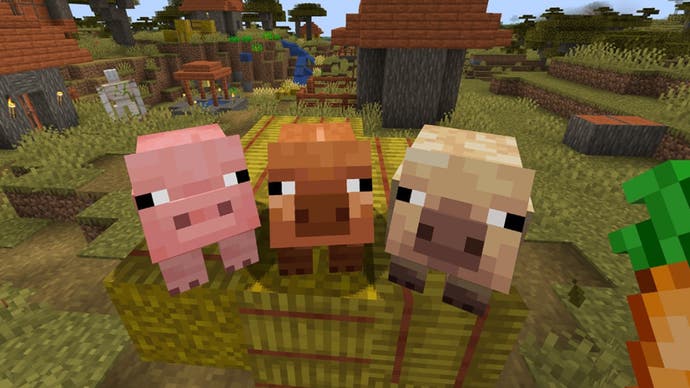 Une capture d'écran de Minecraft montrant un joueur regardant des fleurs sauvages dans une prairie.